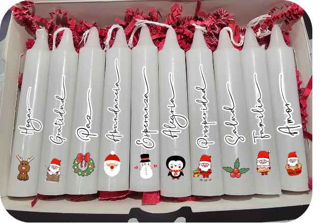 Caja de 10 Velitas Personalizadas para Noche de Velitas | Day of the Little Candles