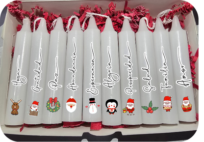 Caja de 10 Velitas Personalizadas para Noche de Velitas | Day of the Little Candles