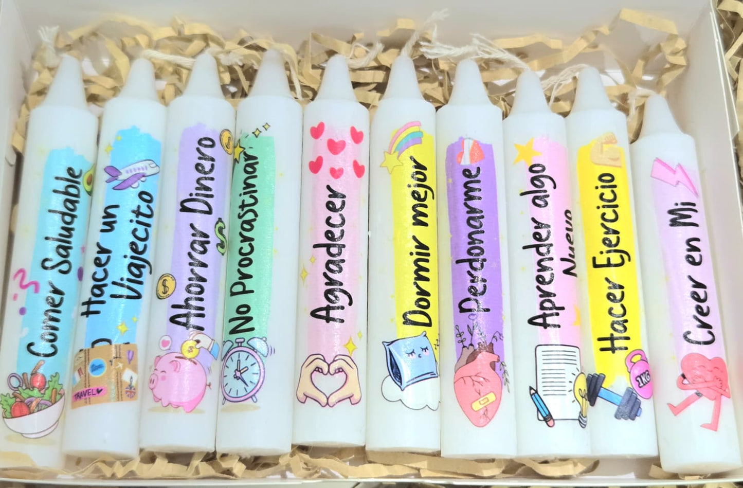 Caja de 10 Velitas Personalizadas para Noche de Velitas | Day of the Little Candles