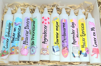 Caja de 10 Velitas Personalizadas para Noche de Velitas | Day of the Little Candles