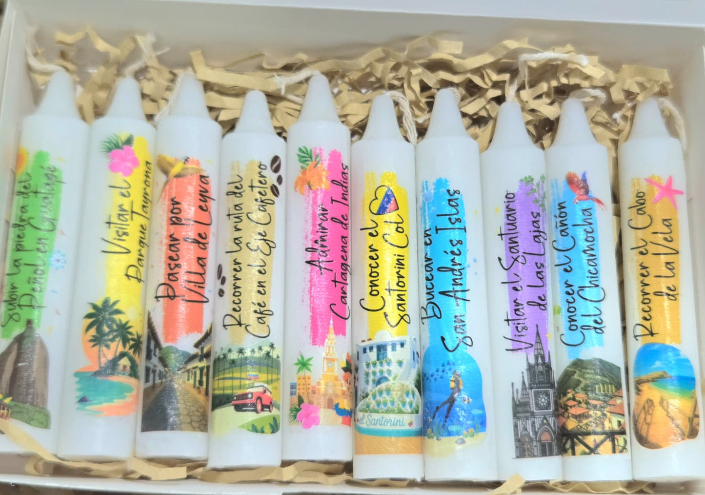 Caja de 10 Velitas Personalizadas para Noche de Velitas | Day of the Little Candles