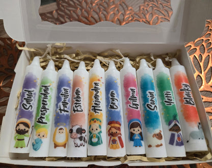 Caja de 10 Velitas Personalizadas para Noche de Velitas | Day of the Little Candles