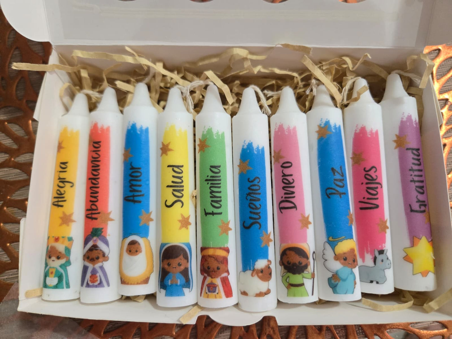 Caja de 10 Velitas Personalizadas para Noche de Velitas | Day of the Little Candles