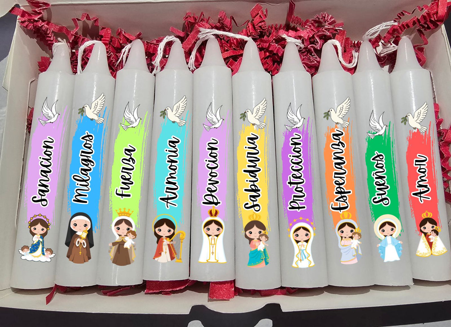 Caja de 10 Velitas Personalizadas para Noche de Velitas | Day of the Little Candles