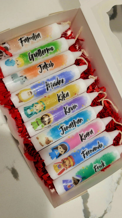 Caja de 10 Velitas Personalizadas para Noche de Velitas | Day of the Little Candles