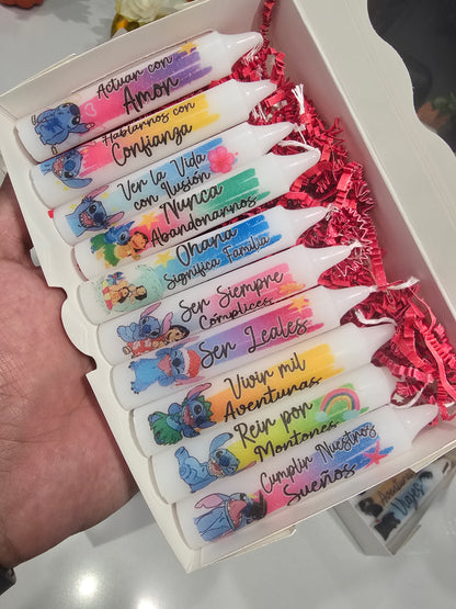 Caja de 10 Velitas Personalizadas para Noche de Velitas | Day of the Little Candles