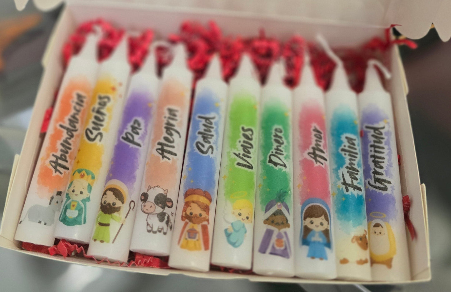 Caja de 10 Velitas Personalizadas para Noche de Velitas | Day of the Little Candles