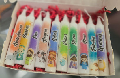 Caja de 10 Velitas Personalizadas para Noche de Velitas | Day of the Little Candles