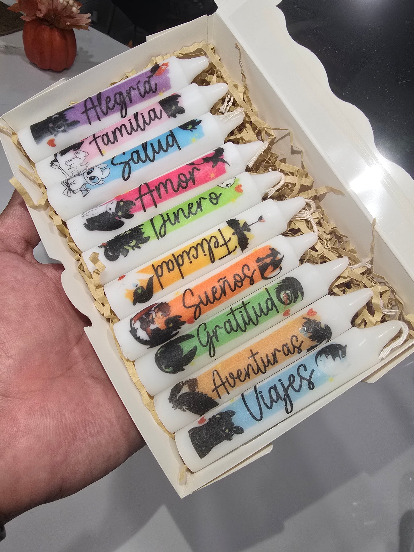 Caja de 10 Velitas Personalizadas para Noche de Velitas | Day of the Little Candles