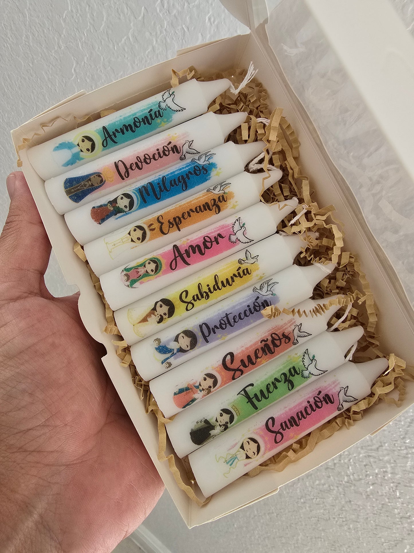 Caja de 10 Velitas Personalizadas para Noche de Velitas | Day of the Little Candles